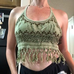 Boho Hippie Green Halter Top